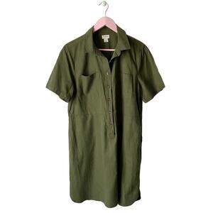 green emerald velvet dress J.Crew Forest Green Tiered Cotton Shirt Dress